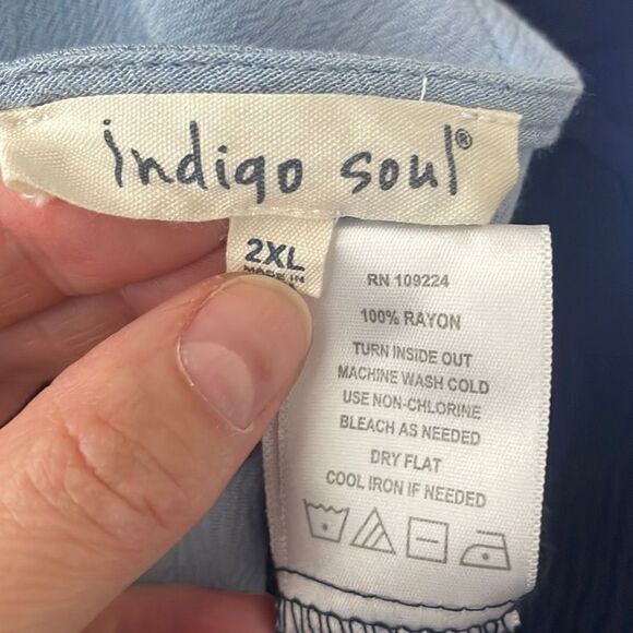 Indigo Soul Gauze Color Blocked 3/4 Sleeve Tunic 2XL - Picture 8 of 8